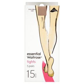 essential Waitrose 15 denier natural tights, pack of 5 (small - medium)