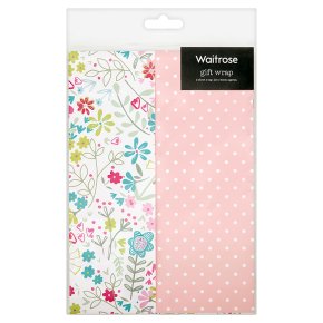 Waitrose Gift Wrap Floral/Spots