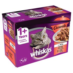 WHISKAS 1+ Cat Pouches Casserole Meaty Selection in Jelly 12 x 85g