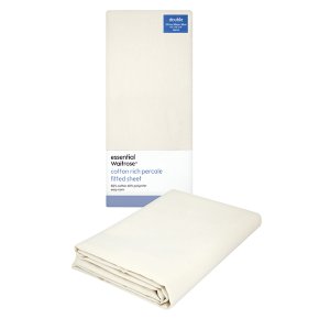essential Waitrose double cream fitted sheet