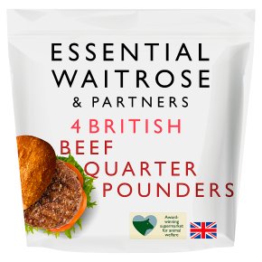 essential Waitrose 4 quarter pounders 100% British beef